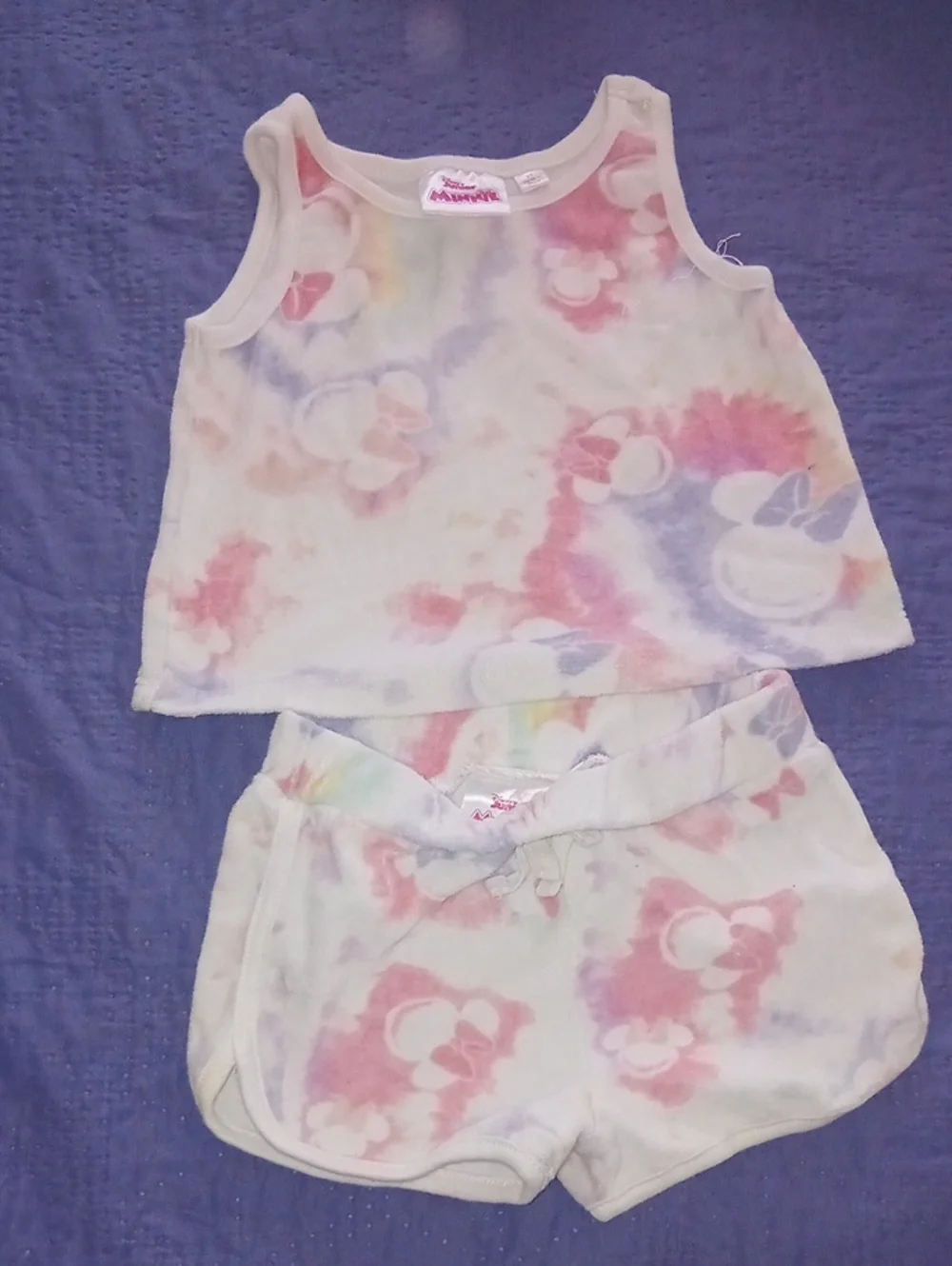 DISNEY JUNIOR MINNIE Two-Piece Tank Top and Shorts Set - Pastel Tie-Dye 2T